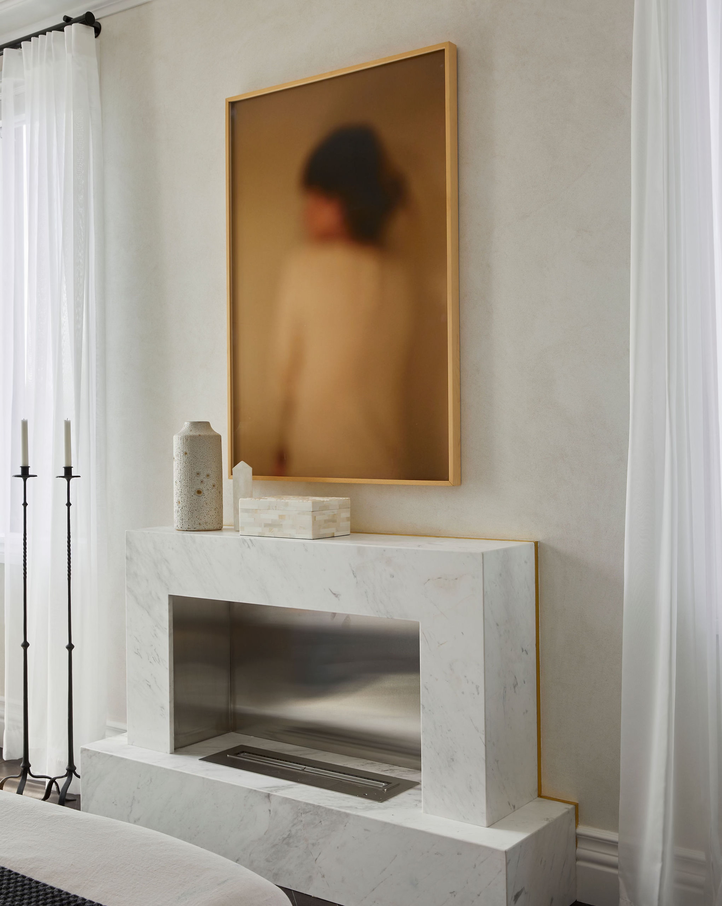Micro cement fireplace surround